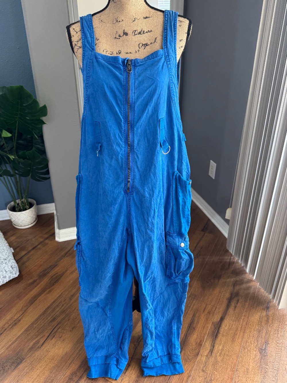 FP Movement Electric Blue Utility Cargo Jumpsuit Overalls Large
